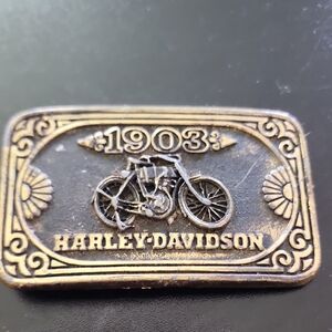 Harley-Davidson 1903 Vintage Motorcycle Metal Belt Buckle - Antique Brass